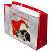 Grand Sac Cadeau Chat Chien Cute Père Noël Casquette Noël (Dos Angle)