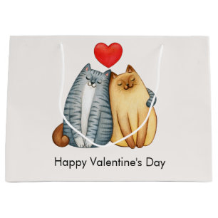 Grand Sac Cadeau Chat Couple Amateurs Cute Funny Heureuse Sainte-Va
