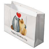 Grand Sac Cadeau Chat Couple Amateurs Cute Funny Heureuse Sainte-Va (Devant Angle)