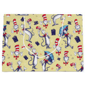 Grand Sac Cadeau Chat Dans Le Casquette | Motif jaune (Devant)