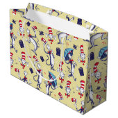 Grand Sac Cadeau Chat Dans Le Casquette | Motif jaune (Dos Angle)