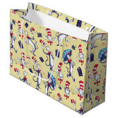 Grand Sac Cadeau Chat Dans Le Casquette | Motif jaune (Devant Angle)