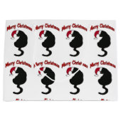 Grand Sac Cadeau Chat de Joyeux Noël (Devant)