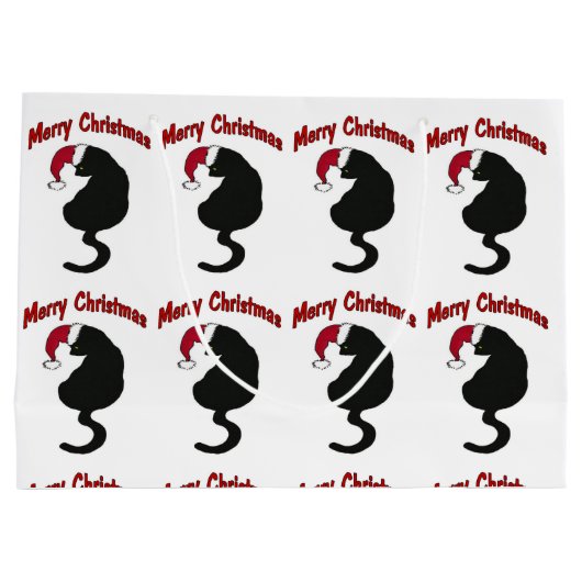 Grand Sac Cadeau Chat de Joyeux Noël (Dos)