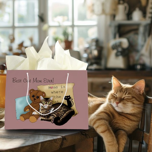 Grand Sac Cadeau Chat de la Fête des Mères