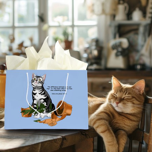 Grand Sac Cadeau Chat de méfaits végétaux