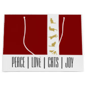 Grand Sac Cadeau Chat de Noël Rouge Blanc Or (Devant)