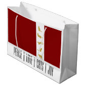 Grand Sac Cadeau Chat de Noël Rouge Blanc Or (Devant Angle)