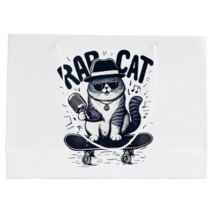 Grand Sac Cadeau Chat de rap Harmonie