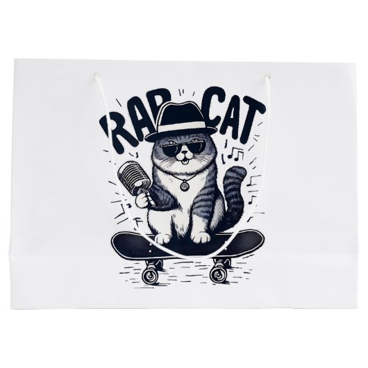 Grand Sac Cadeau Chat de rap Harmonie (Dos)