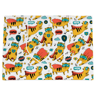 Grand Sac Cadeau Chat de super-héros drôle