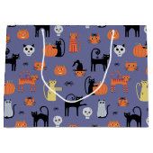 Grand Sac Cadeau Chat d'Halloween Éffrayant pourpre (Devant)