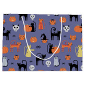 Grand Sac Cadeau Chat d'Halloween Éffrayant pourpre (Dos)