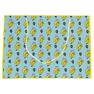 Grand Sac Cadeau Chat en banane