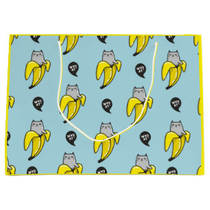 Grand Sac Cadeau Chat en banane