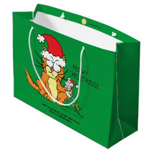 Grand Sac Cadeau Chat Funny Noël Cartographie mignonne souris souri