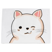 Grand Sac Cadeau Chat mignon whiskers Wink Blanc Chat Propriétaire  (Devant)