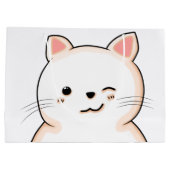 Grand Sac Cadeau Chat mignon whiskers Wink Blanc Chat Propriétaire  (Dos)