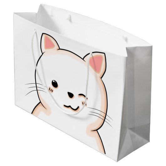 Grand Sac Cadeau Chat mignon whiskers Wink Blanc Chat Propriétaire  (Dos Angle)