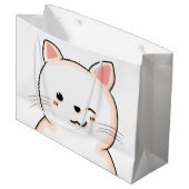 Grand Sac Cadeau Chat mignon whiskers Wink Blanc Chat Propriétaire  (Devant Angle)