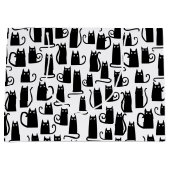 Grand Sac Cadeau Chat noir amusant (Devant)