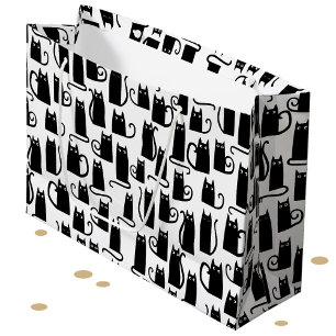 Grand Sac Cadeau Chat noir amusant