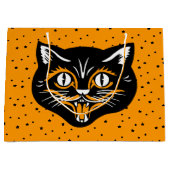 Grand Sac Cadeau Chat noir Halloween classique Happy Face Black Sta (Devant)