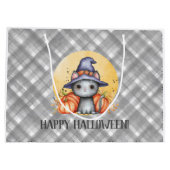 Grand Sac Cadeau Chat noir Whimsical Happy Halloween (Dos)