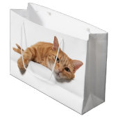 Grand Sac Cadeau Chat Orange Posé En Bas (Devant Angle)