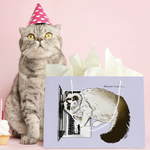 Grand Sac Cadeau Chat Ragdoll Fluffy Lavande Ordinateur Portable Dr