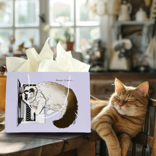 Grand Sac Cadeau Chat Ragdoll Fluffy Lavande Ordinateur Portable Dr
