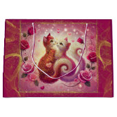Grand Sac Cadeau Chat Retro Maroon - (Devant)