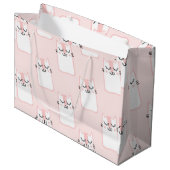 Grand Sac Cadeau Chat rose (Devant Angle)
