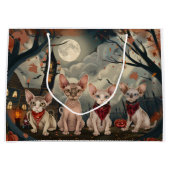 Grand Sac Cadeau Chat Sphynx Halloween Épouvantable (Devant)