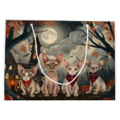Grand Sac Cadeau Chat Sphynx Halloween Épouvantable (Dos)