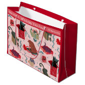 Grand Sac Cadeau Chats amusants et boîtes de Noël sur mesure Grande (Devant Angle)