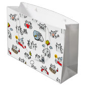 Grand Sac Cadeau Chats amusants, lait et magie. (Dos Angle)