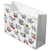 Grand Sac Cadeau Chats amusants, lait et magie. (Devant Angle)