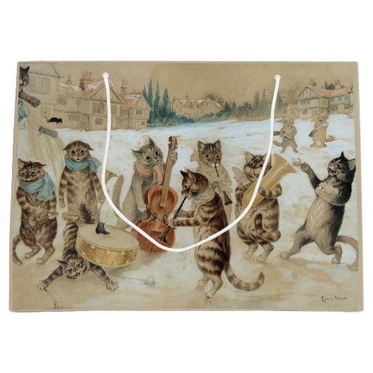 Grand Sac Cadeau Chats Carol Chant de Louis Wain (Devant)