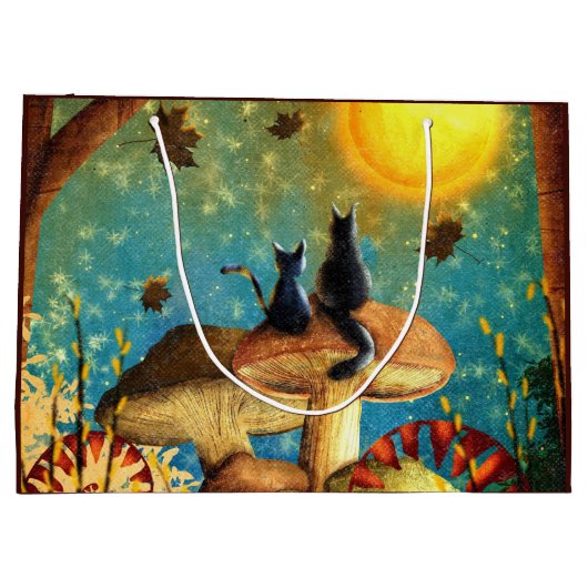 Grand Sac Cadeau Chats champignons (Dos)