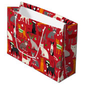 Grand Sac Cadeau Chats de Noël (Devant Angle)