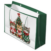 Grand Sac Cadeau Chats de Noël mignons (Devant Angle)