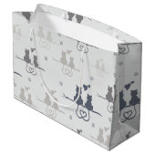 Grand Sac Cadeau Chats en amour Animaux modernes Silhouette Motif (Dos Angle)