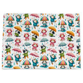 Grand Sac Cadeau Chats et chiens à plume mignonne avec parapluies (Devant)