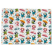 Grand Sac Cadeau Chats et chiens à plume mignonne avec parapluies (Dos)