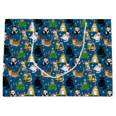 Grand Sac Cadeau Chats Festifs en Costumes de Noël Motif (Devant)