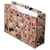 Grand Sac Cadeau chats japonais Ukiyo-e Funny kitty (Devant Angle)