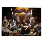 Grand Sac Cadeau Chats jouant au poker (Dos)