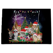 Grand Sac Cadeau Chats Joyeux Noël Lumière (Devant)