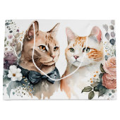 Grand Sac Cadeau Chats mariages En Fleurs (Devant)